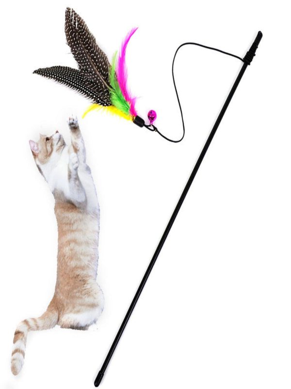 Kitten Cat Teaser Interactive Bell And Feather Rod Cat Toy