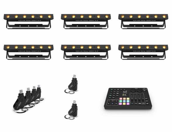 Chauvet DJ Q6BT ILS RGBA LED Bars DJ Lighting Package with USB DMX Transceivers and Wireless Lighting Controller