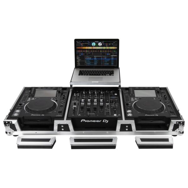 Odyssey FZGSL12CDJWR Black Low Profile 12″ Format DJ Mixer and Two Large Format Media Players Flight Coffin Case with Wheels and Glide Platform - Image 2