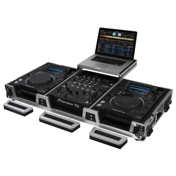 Odyssey FZGSL12CDJWR Black Low Profile 12″ Format DJ Mixer and Two Large Format Media Players Flight Coffin Case with Wheels and Glide Platform - Image 3