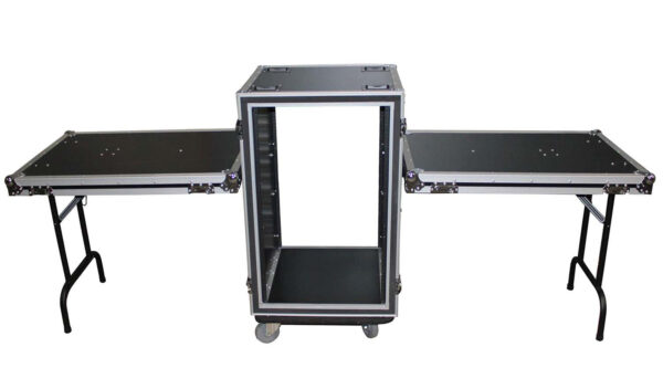 ProX T-18RSP24DST, 18U Vertical Shockproof Amp Rack Case W-Side Tables and 4 Casters - 24 In Rail to Rail - Image 3