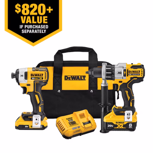 DEWALT XR POWER DETECT 2-Tool 20-Volt Max Brushless Power Tool Combo Kit with Soft Case (2-Batteries and charger Included) - Image 2