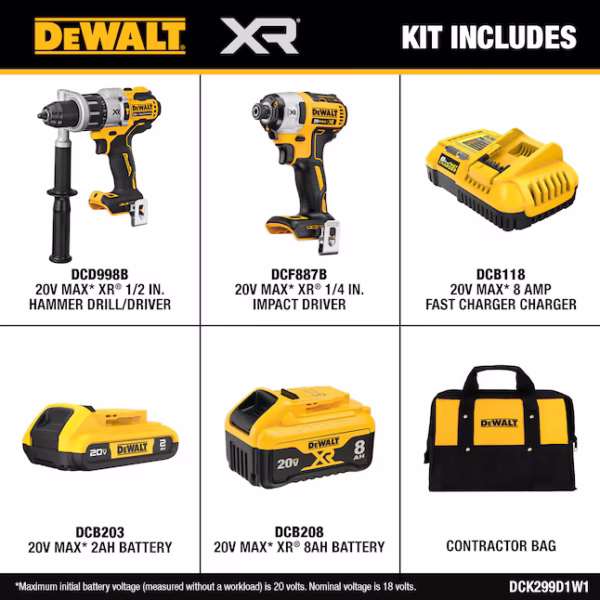 DEWALT XR POWER DETECT 2-Tool 20-Volt Max Brushless Power Tool Combo Kit with Soft Case (2-Batteries and charger Included) - Image 5