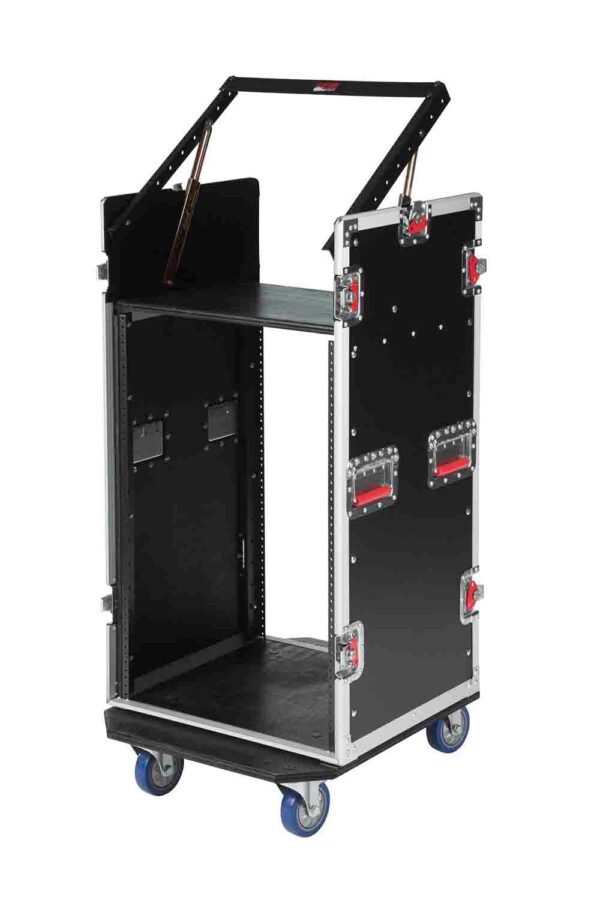 Gator Cases G-TOUR 10X16 PU, 10U Top 16U Side Console Rack Case with Casters - Image 4