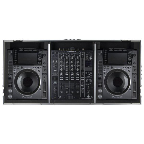 Odyssey FZGSL12CDJWR Black Low Profile 12″ Format DJ Mixer and Two Large Format Media Players Flight Coffin Case with Wheels and Glide Platform - Image 4