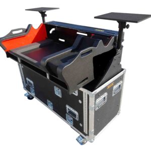 ProX XZF-YDM7EX1U LMA, Flip-Ready Hydraulic Console Easy Retracting Lifting 1U Rack Space Flight Case for Yamaha DM7-EX with wheels by ZCASE