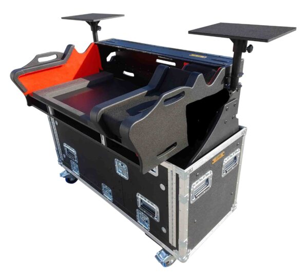 ProX XZF-YDM7EX1U LMA, Flip-Ready Hydraulic Console Easy Retracting Lifting 1U Rack Space Flight Case for Yamaha DM7-EX with wheels by ZCASE
