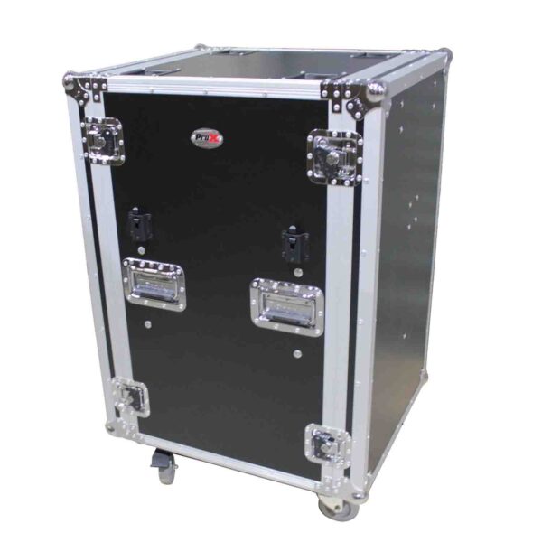 ProX T-18RSP24DST, 18U Vertical Shockproof Amp Rack Case W-Side Tables and 4 Casters - 24 In Rail to Rail - Image 6
