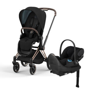 Cybex Priam 4 Stroller + Cloud T SensorSafe Travel System Bundle - Rose Gold / Brown / Deep Black / Sepia Black