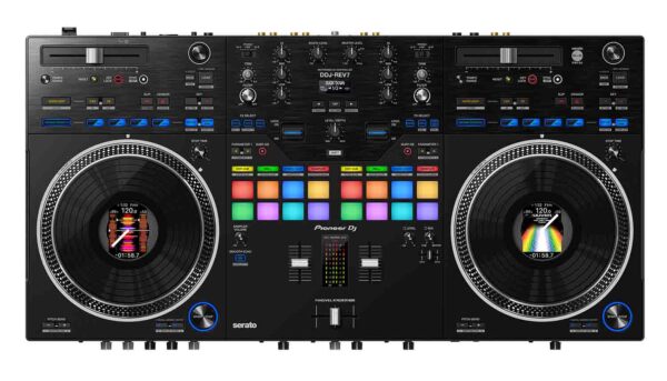 Pioneer DDJ-REV7, 2 Channel  DJ Controller Package with Active Speaker, Stands and Cables - Image 4
