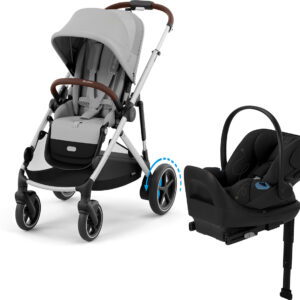 Cybex eGazelle S + Cloud G Lux SensorSafe Travel System Bundle - Silver Frame / Stone Grey / Moon Black