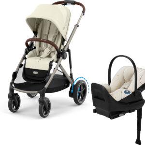 Cybex eGazelle S + Cloud G Lux SensorSafe Travel System Bundle - Taupe Frame / Seashell Beige / Seashell Beige
