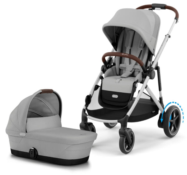 Cybex eGazelle S Electronic Assist Stroller + Gazelle S 2 Cot Bundle - Silver Frame / Stone Grey