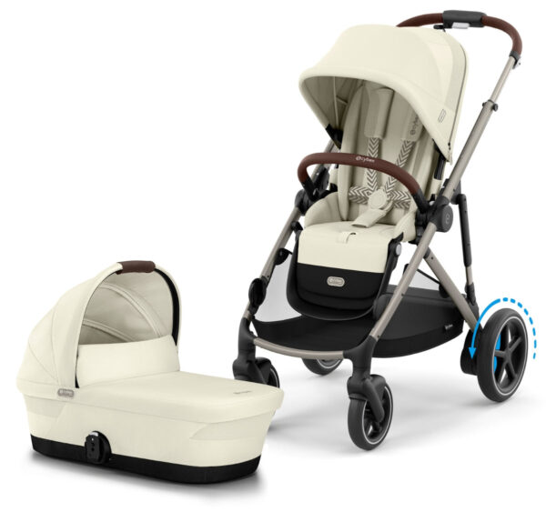 Cybex eGazelle S Electronic Assist Stroller + Gazelle S 2 Cot Bundle - Taupe Frame / Seashell Beige