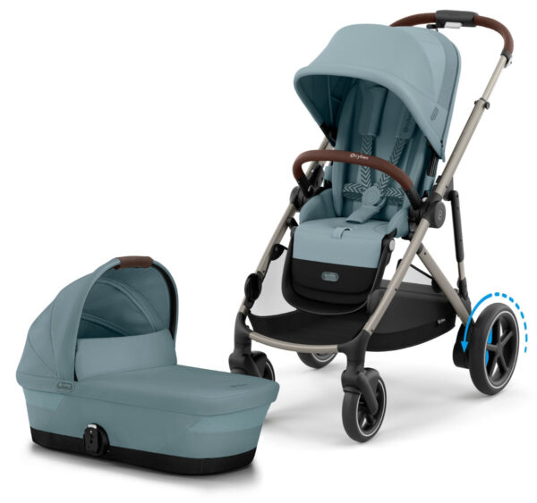 Cybex eGazelle S Electronic Assist Stroller + Gazelle S 2 Cot Bundle - Taupe Frame / Stormy Blue