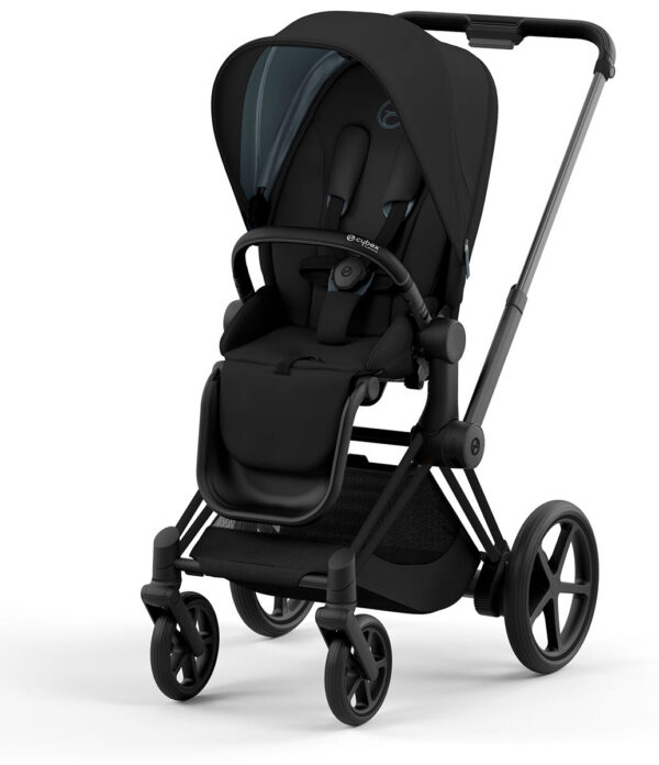 Cybex ePriam 2 Electronic Assist Stroller (One Box) - Matte Black / Black / Deep Black