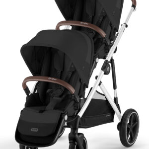 Cybex Gazelle S 2 Double Stroller Bundle - Silver Frame / Moon Black