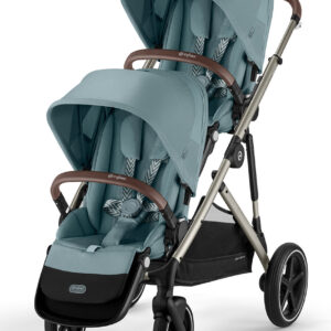 Cybex Gazelle S 2 Double Stroller Bundle - Taupe Frame / Sky Blue