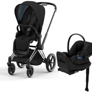 Cybex Priam 4 + Cloud G Lux SensorSafe Travel System Bundle - Chrome / Black / Deep Black / Moon Black