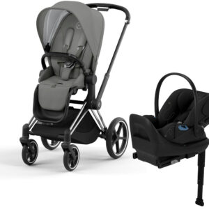 Cybex Priam 4 + Cloud G Lux SensorSafe Travel System Bundle - Chrome / Black / Soho Grey / Moon Black