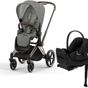 Cybex Priam 4 + Cloud G Lux SensorSafe Travel System Bundle - Rose Gold / Brown / Soho Grey / Moon Black