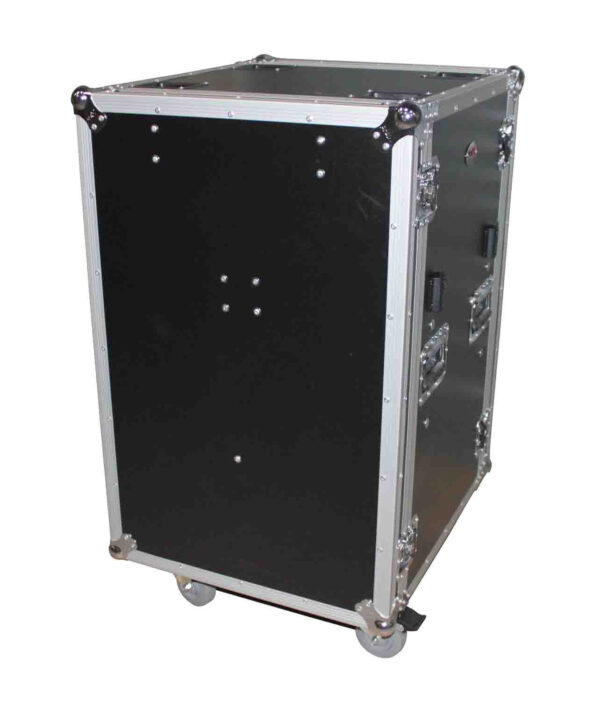 Prox T-16RSP24DST 16U Vertical Shockproof Amp/Rack Case with Dual Side Tables and 4 Casters - 24" Rail to Rail - Image 5