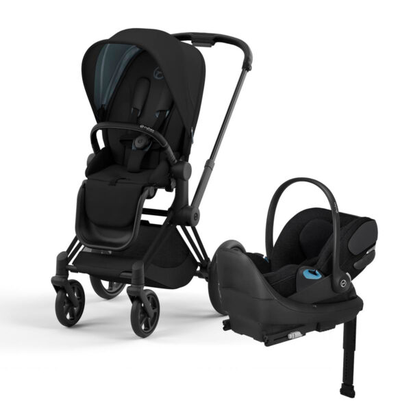 Cybex Priam 4 Stroller + Cloud T SensorSafe Travel System Bundle - Matte Black / Black / Deep Black / Sepia Black