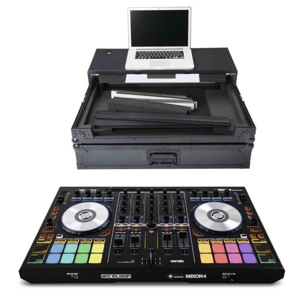 Magma DJ Package with MGA40982 Multi-Format DJ Workstation Case and Reloop MIXON-4 Hybrid DJ Controller