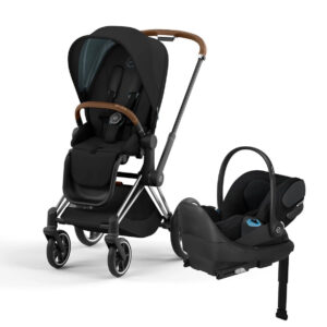 Cybex Priam 4 Stroller + Cloud T SensorSafe Travel System Bundle - Chrome / Brown / Deep Black / Sepia Black
