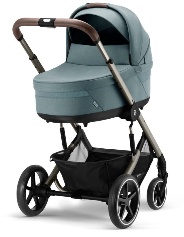 Cybex Balios S Lux 2 Stroller + Cot S Lux 2 Bundle - Taupe Frame / Sky Blue - Image 2