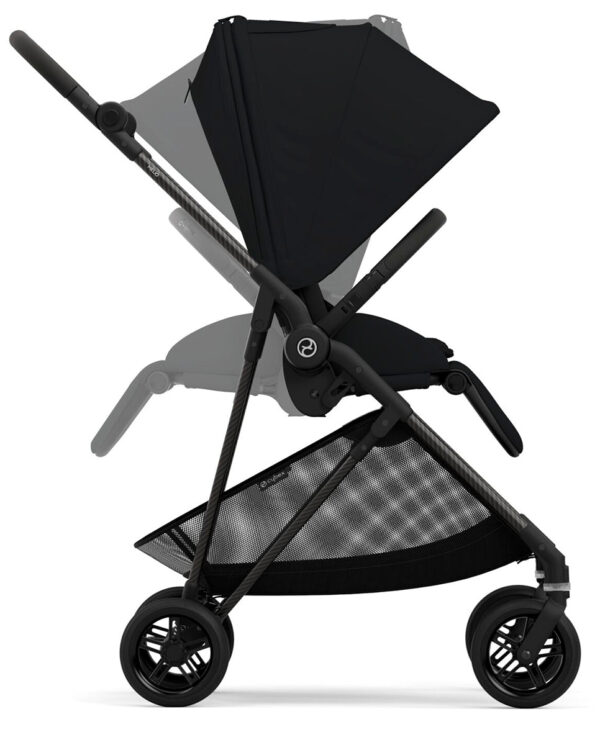 Cybex Melio Carbon 3 Compact Stroller + Melio Cot 3 Bundle - Moon Black - Image 2