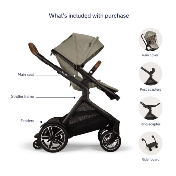 Nuna DEMI Next Double Stroller with Rider Board Bundle - Granite - Image 3