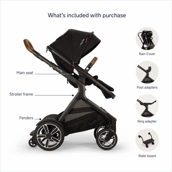Nuna DEMI Next Double Stroller with Rider Board + PIPA urbn Travel System Bundle - Caviar - Image 3