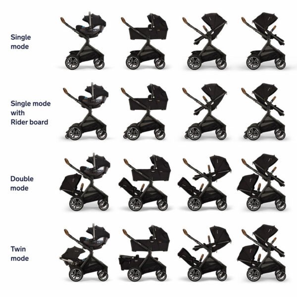 Nuna DEMI Next Double Stroller with Rider Board + PIPA urbn Travel System Bundle - Caviar - Image 5