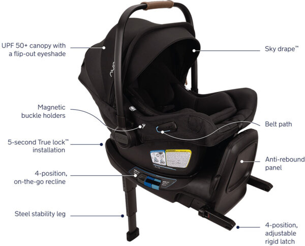 Nuna DEMI Next Twin Double Stroller with Rider Board + PIPA Aire RX Travel System Bundle - Caviar - Image 5