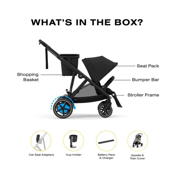 Cybex eGazelle S + Cloud G Lux SensorSafe Travel System Bundle - Taupe Frame / Stormy Blue / Moon Black - Image 7