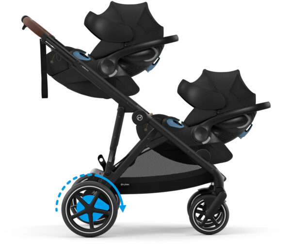 Cybex eGazelle S Double Stroller + Cloud G Lux SensorSafe Twin Travel System Bundle - Taupe Frame / Almond Beige / Moon Black - Image 4