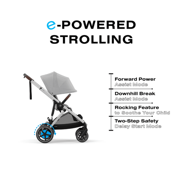 Cybex eGazelle S Electronic Assist Stroller - Silver Frame / Stone Grey - Image 2
