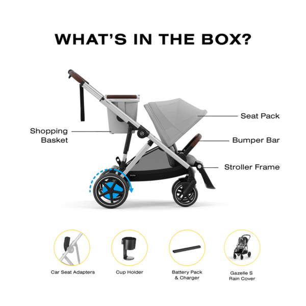 Cybex eGazelle S Electronic Assist Stroller - Silver Frame / Stone Grey - Image 6