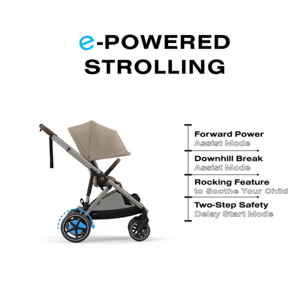 Cybex eGazelle S Electronic Assist Stroller - Taupe Frame / Almond Beige - Image 2