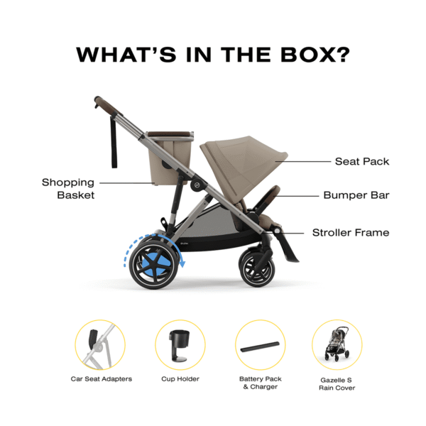 Cybex eGazelle S Electronic Assist Stroller - Taupe Frame / Almond Beige - Image 6