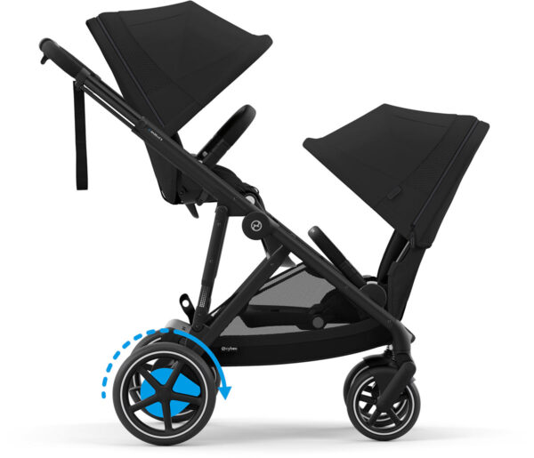 Cybex eGazelle S Electronic Assist Twin Stroller + Cot Bundle - Silver Frame / Ocean Blue - Image 4