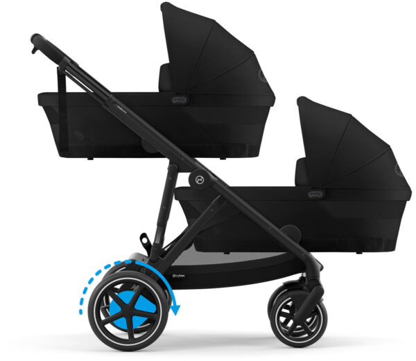Cybex eGazelle S Electronic Assist Twin Stroller + Cot Bundle - Silver Frame / Ocean Blue - Image 6