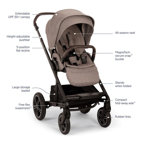 Nuna MIXX Next with Magnetic Buckle + PIPA RX Travel System Bundle - Biscotti / Caviar - Image 6