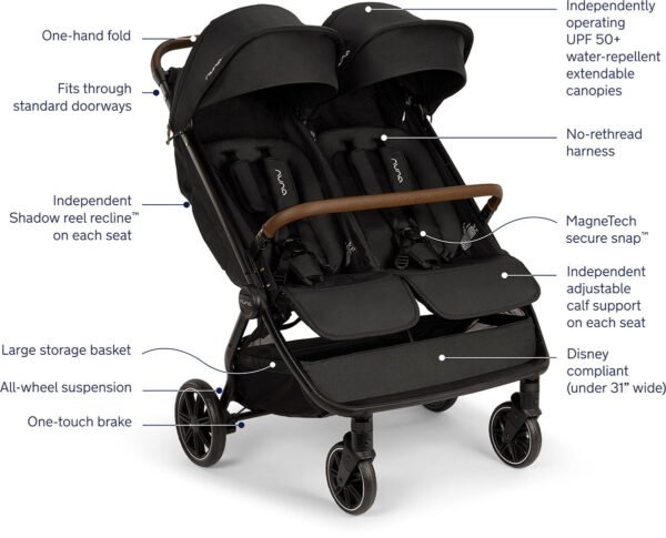 Nuna TRVL dubl + PIPA Aire RX Travel System Bundle - Caviar / Caviar - Image 3