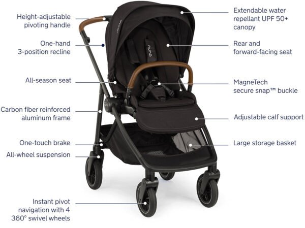 Nuna SWIV Stroller + LYTL Bassinet Bundle - Caviar / Caviar - Image 2