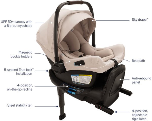 Nuna MIXX Next with Magnetic Buckle + PIPA Aire RX Travel System Bundle - Biscotti / Biscotti - Image 3