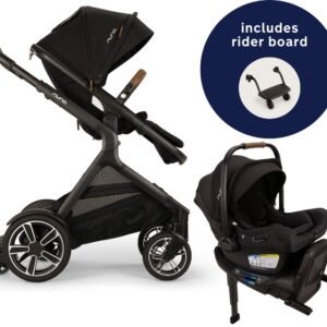 Nuna DEMI Next Stroller with Rider Board + PIPA Aire RX Travel System Bundle - Caviar