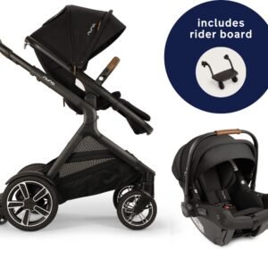 Nuna DEMI Next Stroller with Rider Board + PIPA urbn Travel System - Caviar