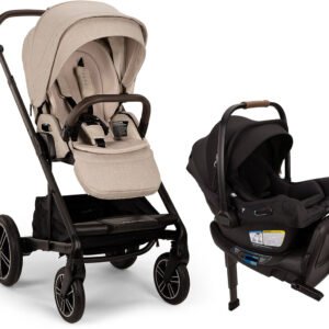 Nuna MIXX Next with Magnetic Buckle + PIPA Aire RX Travel System Bundle - Biscotti / Caviar